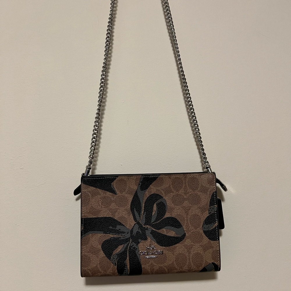 Coach Bow Signature Print Slim Crossbody Bag NWT